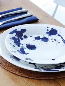 Gemusterte Porzellan-Frühstücksteller Pacific, 6er-Set, Porzellan, Weiss, Blau, Ø 23 cm
