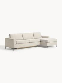 Schlafsofa Cucita (3-Sitzer) mit Matratze, Bezug: Webstoff (100% Polyester), Gestell: Massives Kiefernholz, Füße: Metall, lackiert Dieses P, Webstoff Hellbeige, B 274 x T 164 cm, Eckteil links