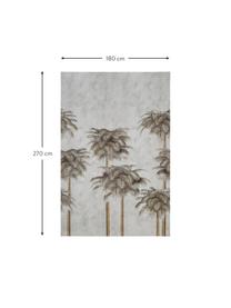 Pluimmuurschildering met palmboommotief, Vlies, Grijs, wit, B 180 cm x H 270 cm