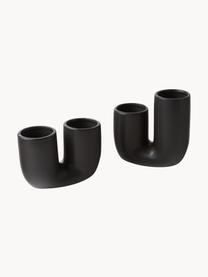 Handgefertigte Design-Vasen Filicio aus Steingut, 2er-Set, Steingut, Schwarz, Set mit verschiedenen Größen