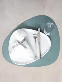 Asymmetrische leren placemats Curve, 4 stuks, Leer, rubber, Saliegroen, B 44 x L 37 cm