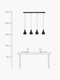 Hanglamp Priddy van metaal, Zwart, B 98 x H 20 cm