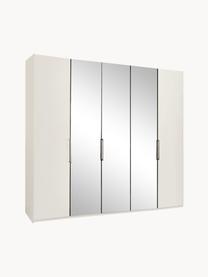 Drehtürenschrank Monaco mit Spiegeltür, 5-türig, Korpus: Holzwerkstoff, foliert, Griffe: Metall, beschichtet, Weiß, mit Spiegeltüren, B 247 x H 216 cm