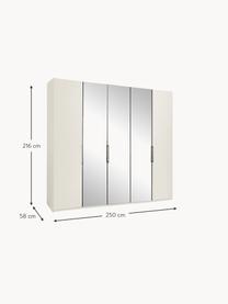 Armario con espejo Monaco, 5 puertas, Estructura: material de madera recubi, Barra: metal recubierto, Blanco, puertas con espejo, An 247 x Al 216 cm