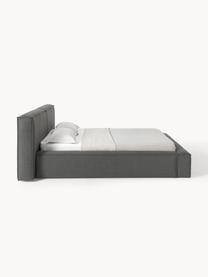 Gestoffeerd bed Lennon, Bekleding: 100% polyester Met 115.00, Frame: massief grenenhout, multi, Poten: hout, kunststof Dit produ, Geweven stof antraciet, B 208 x L 243 cm (ligvlak 140 x 200 cm)