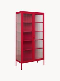 Metall-Vitrine The Collector mit geriffeltem Glas, Rot, B 85 x H 170 cm