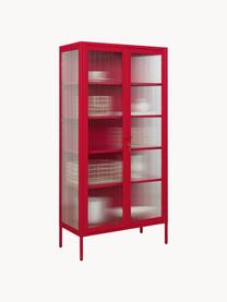 Metall-Vitrine The Collector mit geriffeltem Glas, Rot, B 85 x H 170 cm