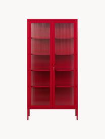 Metall-Vitrine The Collector mit geriffeltem Glas, Rot, B 85 x H 170 cm