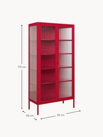 Metall-Vitrine The Collector mit geriffeltem Glas, Rot, B 85 x H 170 cm