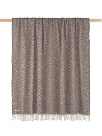 Plaid Greta mit Tiger-Muster, 50% Baumwolle, 50% Acryl, Taupe, Gebrochenes Weiss, 140 x 180 cm