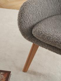 Teddy fauteuil Wing met houten poten, Bekleding: polyester (teddyvacht) Me, Poten: gelakt massief hout met e, Teddy grijs, B 77 x D 89 cm