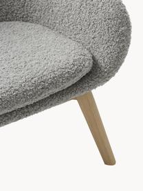 Fauteuil à oreilles en peluche pieds en bois Wing, Peluche gris, larg. 77 x prof. 89 cm