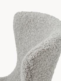 Fauteuil à oreilles en peluche pieds en bois Wing, Peluche gris, larg. 77 x prof. 89 cm