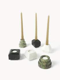 Portavelas de mármol Iseo, 3 uds., Mármol, Mármol verde claro, negro y Off White, Set de diferentes tamaños
