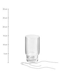 Vasos artesanales con relive Minna, 4 uds., Vidrio soplado artesanalmente, Transparente, Ø 8 x Al 14 cm