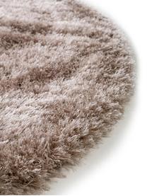 Glänzender Hochflor-Teppich Lea in Beige, rund, Flor: 50% Polyester, 50% Polypr, Beige, Ø 200 cm (Größe L)