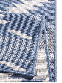 Alfombra reversible de interior y exterior Malibu, Azul, crema, An 80 x L 350 cm