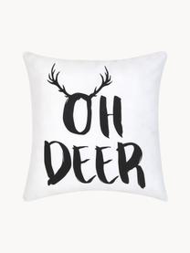 Kissenhülle Oh Deer mit Aufschrift, 100 % Baumwolle, Schwarz, Weiß, B 40 x L 40 cm