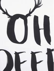 Kussenhoes Oh Deer met opschrift, 100% katoen, Zwart, wit, B 40 x L 40 cm