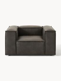 Fauteuil Lennon van gerecycled leer, Bekleding: gerecycled leer (70% leer, Frame: massief hout, multiplex, Poten: kunststof Dit product is , Leer taupe, B 130 x H 101 cm