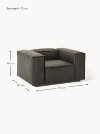 Fauteuil Lennon van gerecycled leer, Bekleding: gerecycled leer (70% leer, Frame: massief hout, multiplex, Poten: kunststof Dit product is , Leer taupe, B 130 x H 101 cm