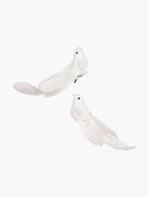 Adornos navideños con clip Likky, 2 uds., Plumas, metal, Blanco, An 15 x Al 5 cm