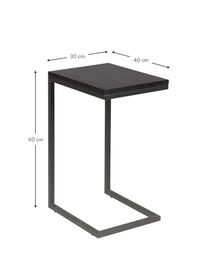 Bijzettafel Pia in zwart, Tafelblad: gelakt eikenhout, Frame: gepoedercoat metaal, Zwart, B 40 x D 30 cm