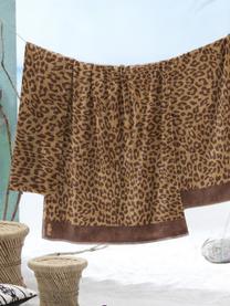 Strandlaken Jaguar met dierenprint, Weeftechniek: fluweel, Beige, bruin, B 100 x L 180 cm