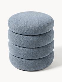 Pouf imbottito con contenitore Alto, Rivestimento: 96% poliestere, 4% acrili, Struttura: legno di pino massiccio, , Tessuto grigio-blu, Ø 43 x Alt. 48 cm