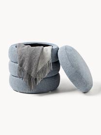 Pouf imbottito con contenitore Alto, Rivestimento: 96% poliestere, 4% acrili, Struttura: legno di pino massiccio, , Tessuto grigio-blu, Ø 43 x Alt. 48 cm