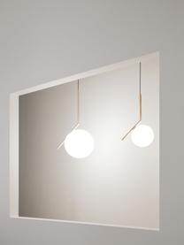 Kleine mondgeblazen hanglamp IC Lights, H 47 cm, Lampenkap: glas, Goudkleurig, wit, B 24 x H 47 cm