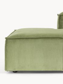 Chaise longue XL componibile in velluto a coste Lennon, Rivestimento: velluto a coste (92% poli, Struttura: legno di pino massiccio, , Piedini: plastica I piedini si tro, Velluto a coste verde oliva, Larg. 357 x Prof. 119 cm, schienale a sinistra