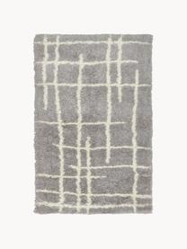 Flauschiger Hochflor-Teppich Amelie, handgetuftet, Flor: 100 % Polyester, Grau, Cremeweiß, B 80 x L 150 cm (Größe XS)