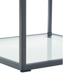 Nachttisch Helix mit Schublade, Gestell: Metall, pulverbeschichtet, Sockel und Tischplatte: Glas, Schwarz, Akazienholz, B 45 x H 54 cm