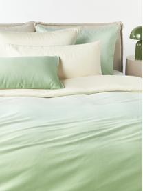 Housse de couette en satin de coton Jania, Tons verts, larg. 140 x long. 200 cm