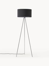 Lampadaire trépied scandi Cella, Noir, gris chrome, haut. 147 cm