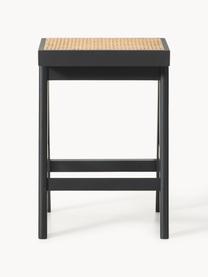 Tabouret de bar en cannage Sissi, Noir, beige clair, larg. 46 x haut. 65 cm