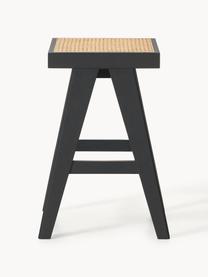 Tabouret de bar en cannage Sissi, Noir, beige clair, larg. 46 x haut. 65 cm