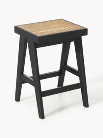 Tabouret de bar en cannage Sissi, Noir, beige clair, larg. 46 x haut. 65 cm