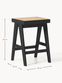 Tabouret de bar en cannage Sissi, Noir, beige clair, larg. 46 x haut. 65 cm