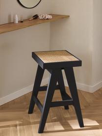 Tabouret de bar en cannage Sissi, Noir, beige clair, larg. 46 x haut. 65 cm