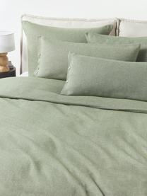 Funda nórdica de franela con punto espiga Wanda, Verde salvia, Cama 150/160 cm (240 x 220 cm)