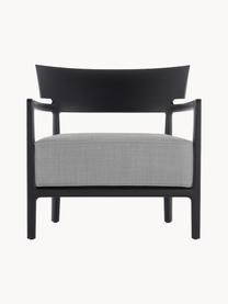 Fauteuil de jardin Cara, Tissu gris, pieds noirs, larg. 68 x prof. 67 cm