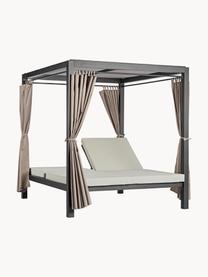 Dubbele zonnebed Dream met luifel, Frame: gepoedercoat aluminium, Geweven stof lichtbeige, antraciet, B 188 x H 205 cm