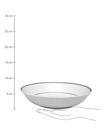 Porcelánové hluboké talíře se stříbrnými okraji Ginger, 6 ks, Porcelán, Bílá, stříbrná, Ø 23 cm