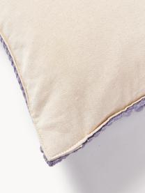 Housse de coussin en laine Loca, Lavande, blanc crème, larg. 50 x long. 50 cm