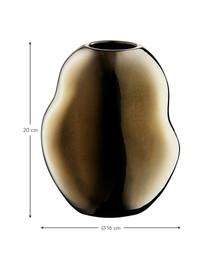 Handgefertigte Design-Vase Fiora aus Porzellan, Porzellan, Goldfarben, Ø 16 x H 20 cm