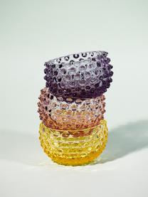 Mundgeblasene Snackschalen Hobnail, 4 Stück, Glas, mundgeblasen, Hellrosa, transparent, Ø 12 x H 7 cm