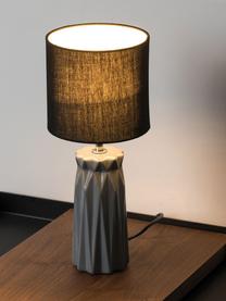 Moderne Keramik-Tischlampe Glossy Glow, Lampenschirm: Stoff, Lampenfuß: Keramik, Grau, Schwarz, Ø 18 x H 37 cm