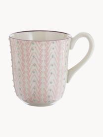 Tasses maison de campagne Maya, 3 élém., Grès cérame, Blanc cassé, mauve, vert sauge, rose pâle, Ø 9 x haut. 10 cm, 360 ml